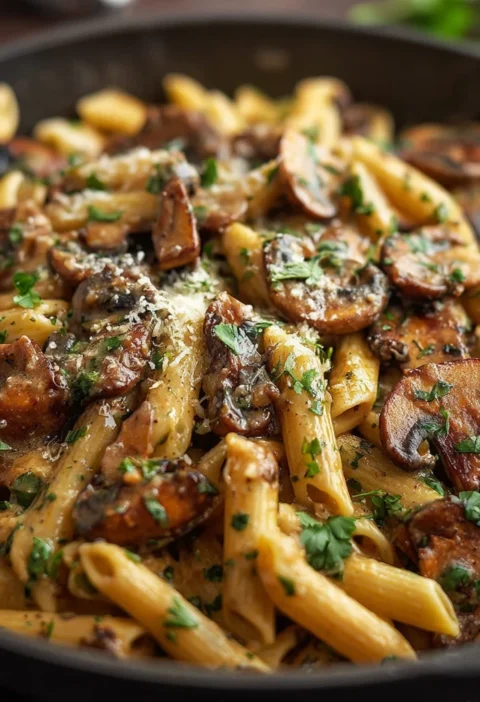 Creamy Tuscan Mushroom Pasta Skillet One Pan Comfort