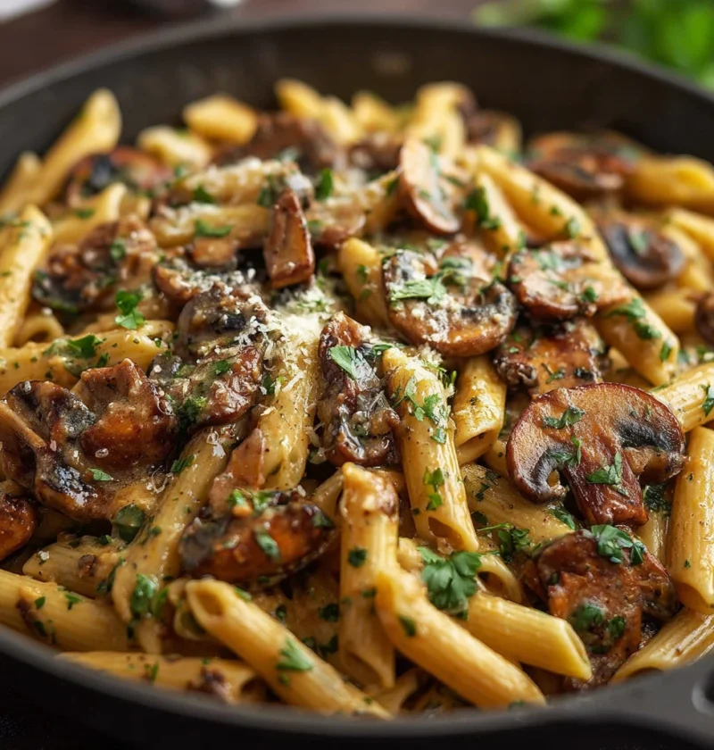 Creamy Tuscan Mushroom Pasta Skillet One Pan Comfort