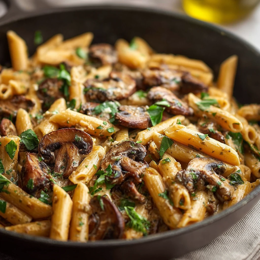 Creamy Tuscan Mushroom Pasta Skillet One Pan Comfort