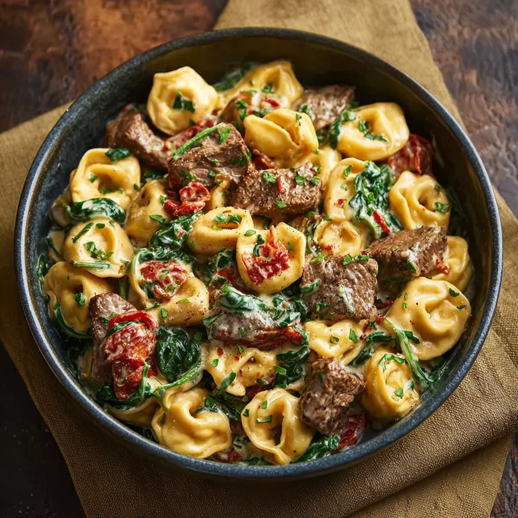 Creamy Tuscan Spinach Steak Bites Tortellini: A Cozy Italian-Inspired Comfort Dish