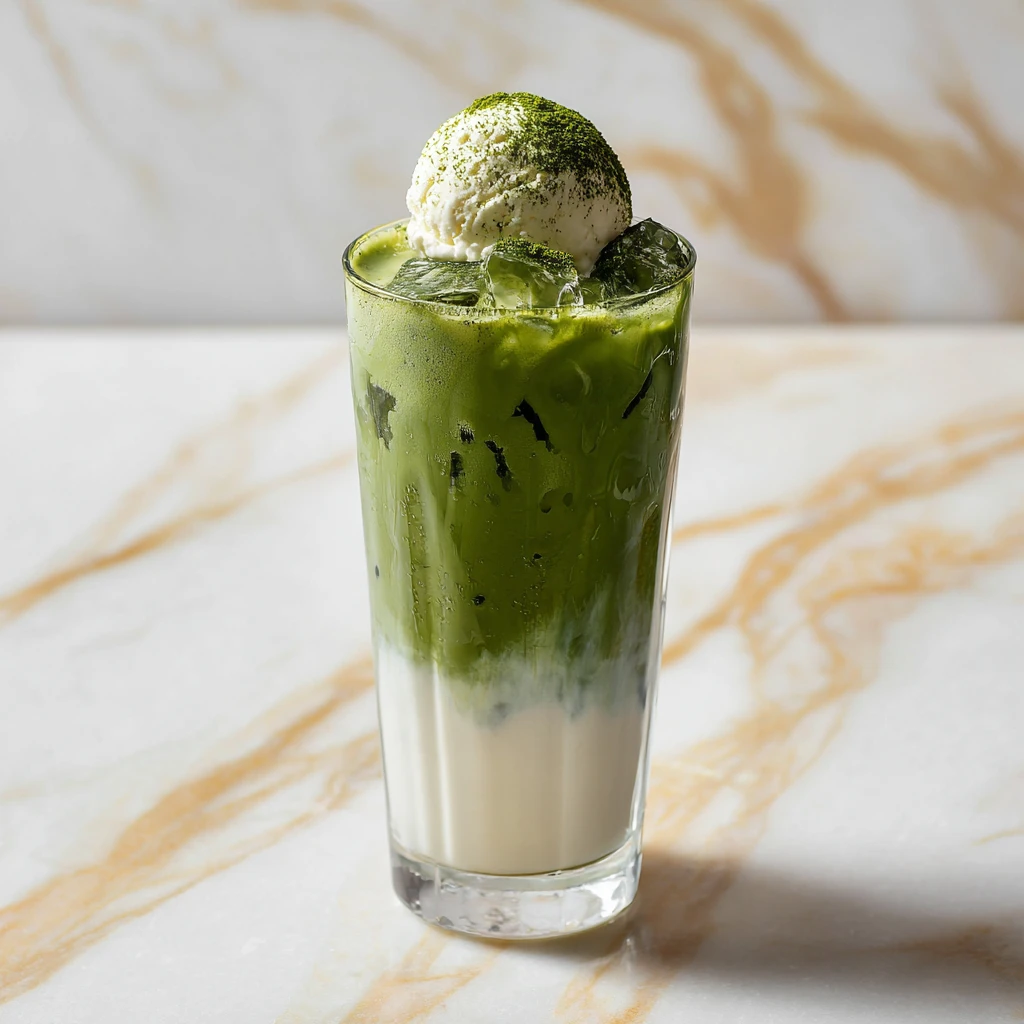 Iced Matcha Latte with Vanilla Ice Cream