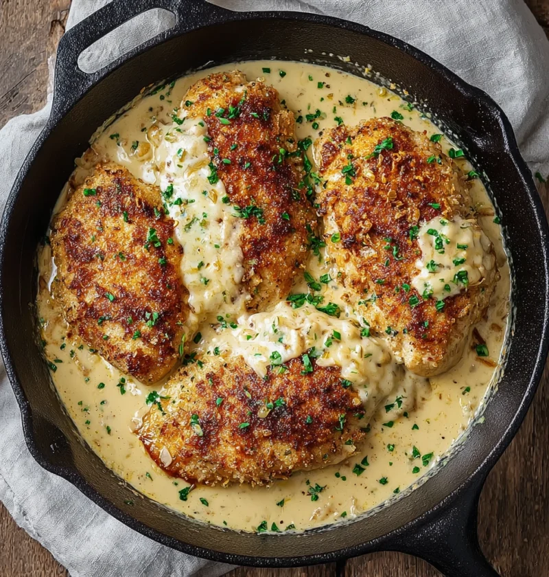 Parmesan Crusted Chicken Creamy Garlic Sauce