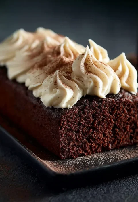 Rich Chocolate Loaf Cake Cream Cheese Frosting