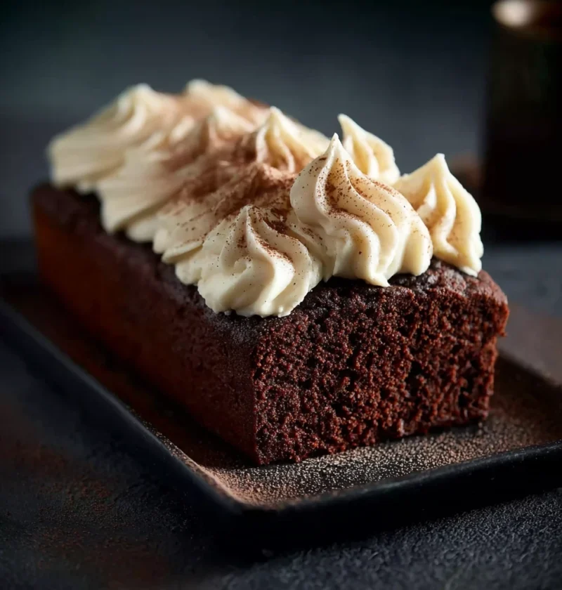 Rich Chocolate Loaf Cake Cream Cheese Frosting